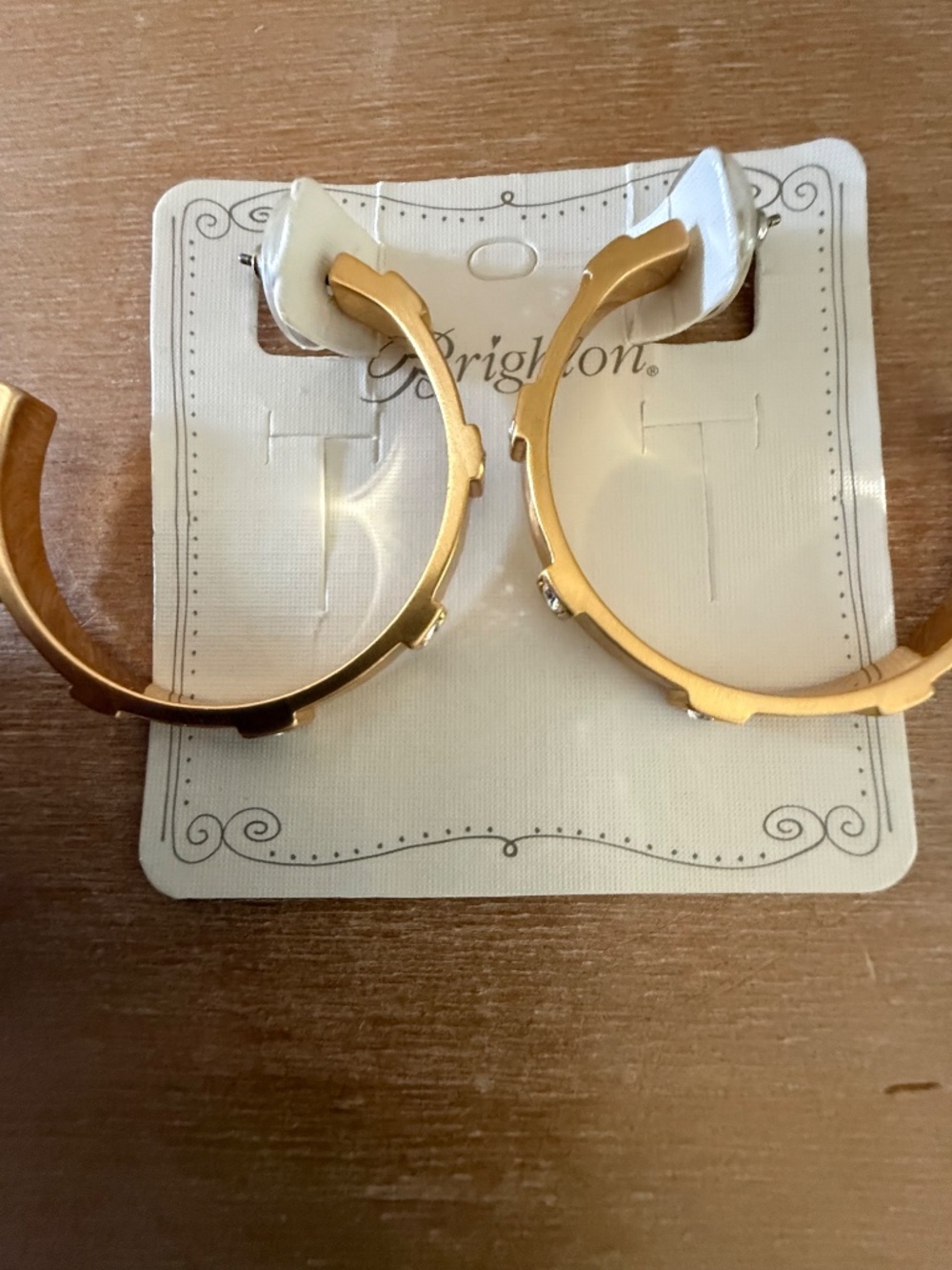 Brighton Meridian Hoop Earrings Hammered Gold with Crystal Embellishments NWT - Picture 5 of 6